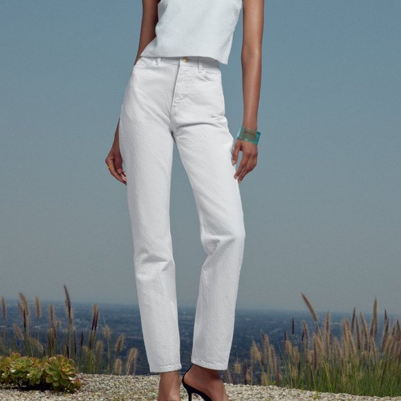 Zara Denim - Zara High Waist Straight Leg Rigid Denim Hidden Button Fly Jeans